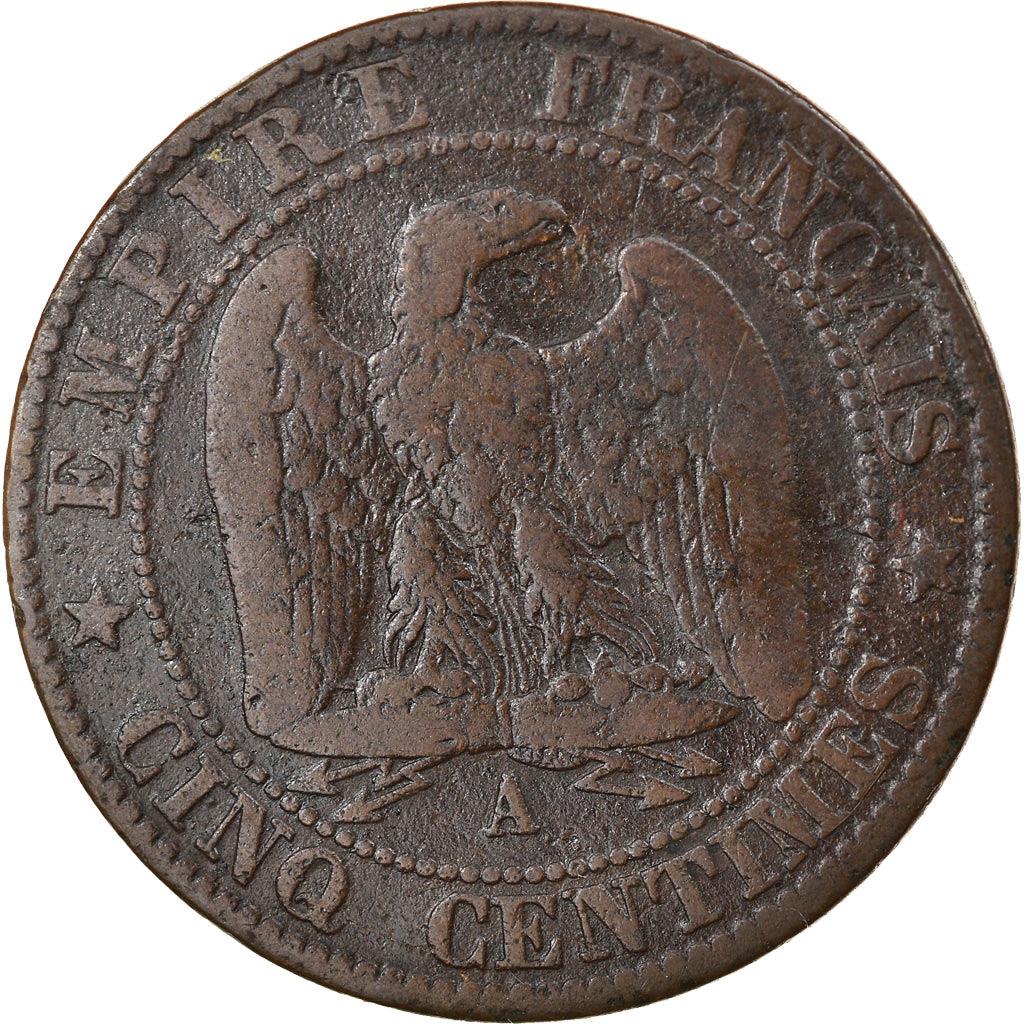 France | 5 Centimes Coin | Napoleon III | Eagle | Km:797 | 1861 - 1865