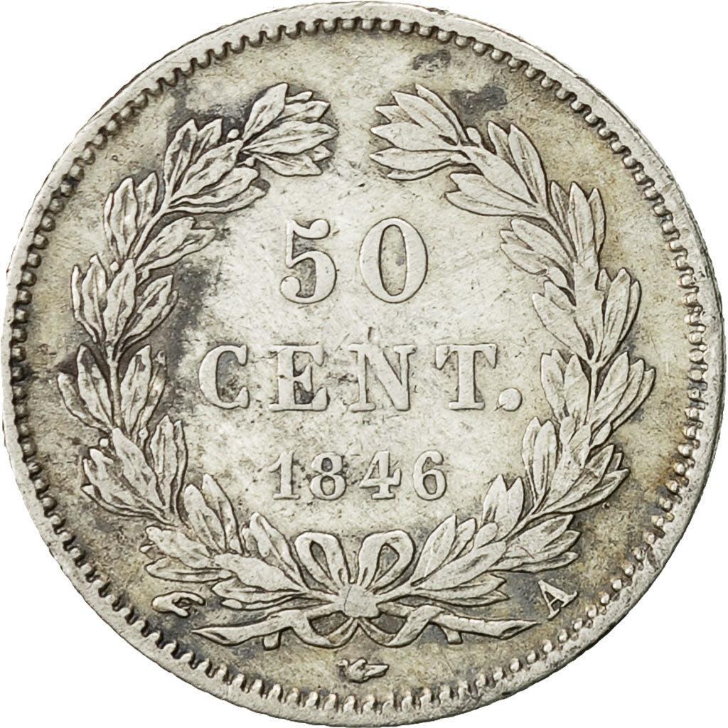 France | 50 Centimes Coin | LOUIS PHILIPPE I | Wreath | Km:768 | 1845 - 1848