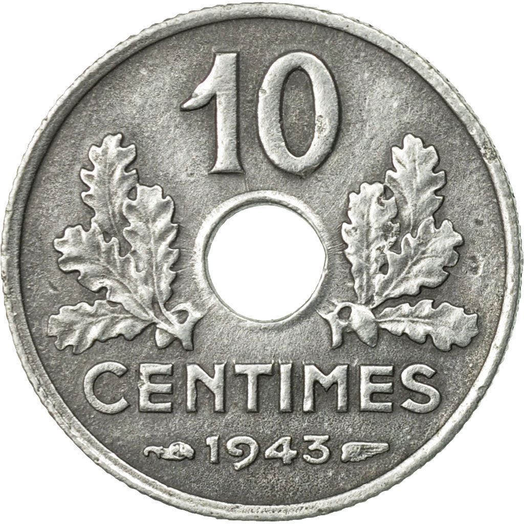 French 10 Centimes Coin | KM903 | France | 1943 - 1944