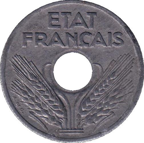 French 10 Centimes Coin | Vichy French State; large issue | KM898 | France | 1941 - 1943