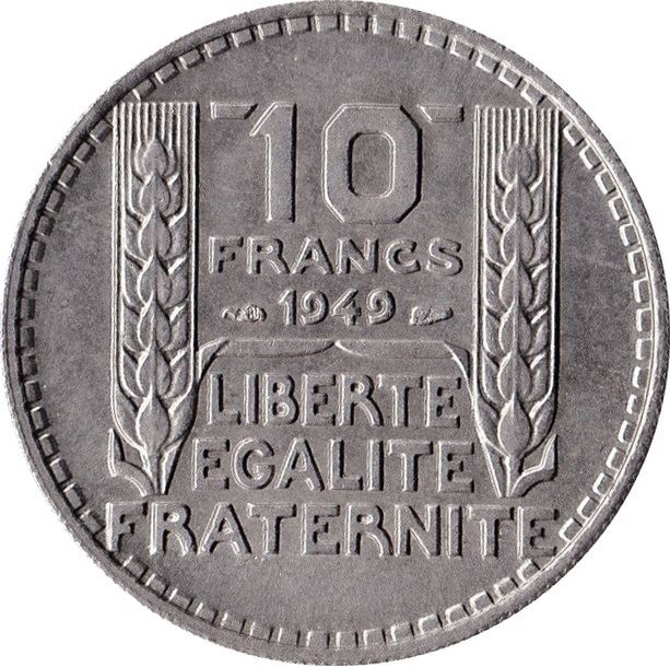 French 10 Francs Coin | Small Head | KM909 | France | 1947 - 1949