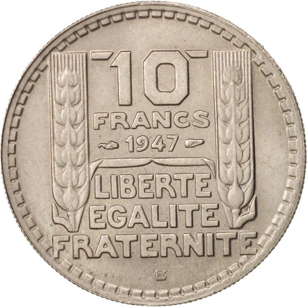 French 10 Francs Coin | Small Head | KM909 | France | 1947 - 1949