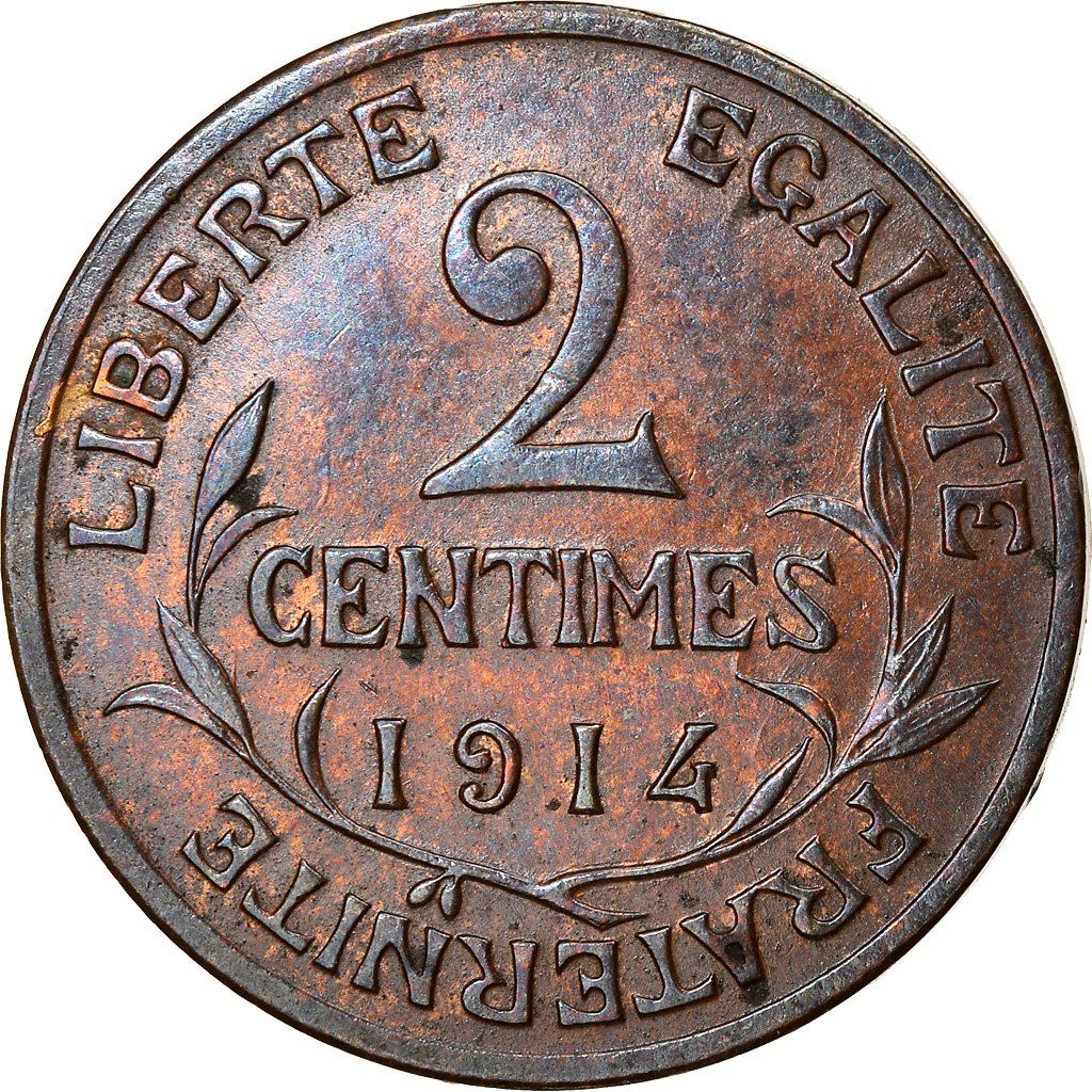 French 2 Centimes Coin | KM841 | France | 1898 - 1920