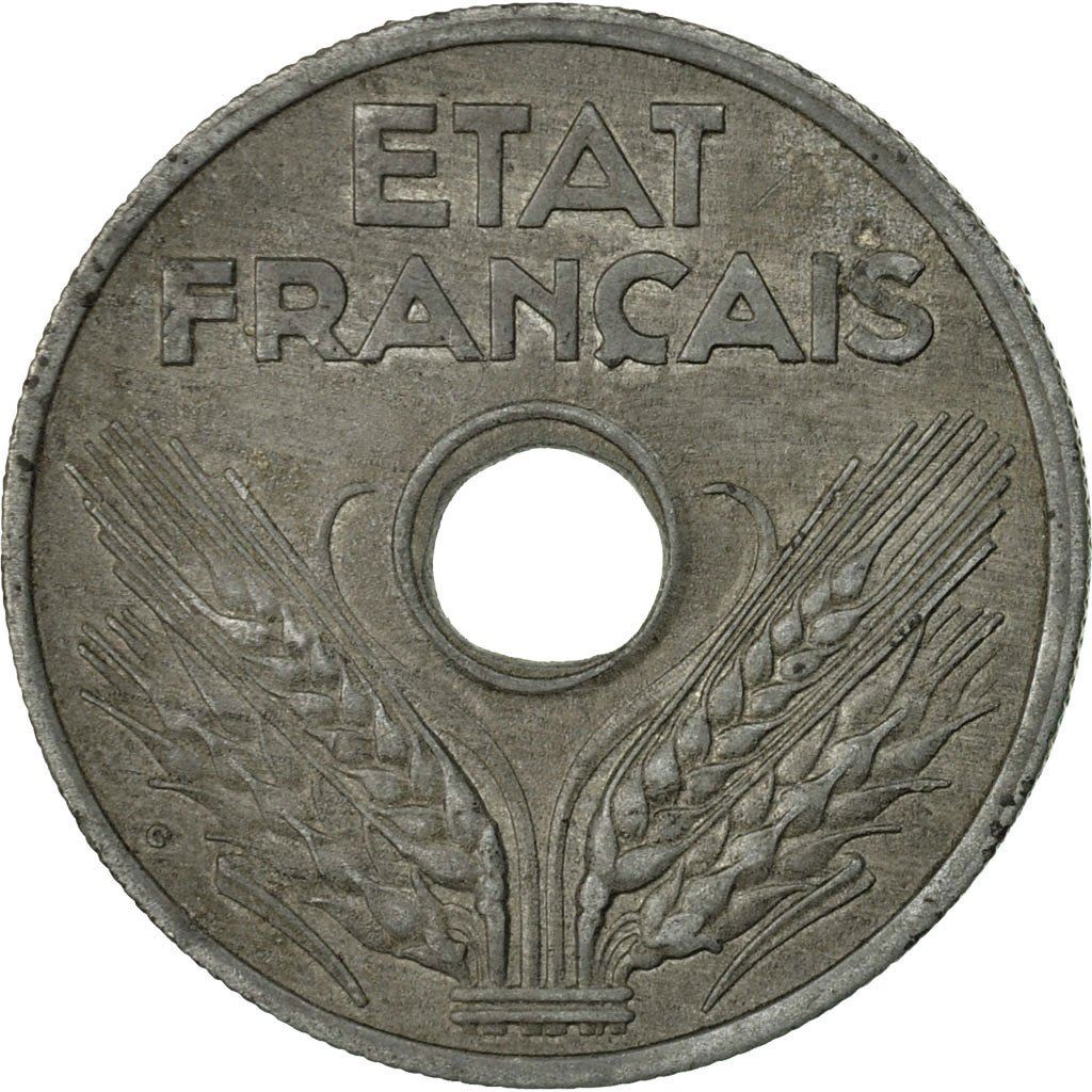 French | 20 Centimes Coin | Vichy French State | KM899 | France | 1941