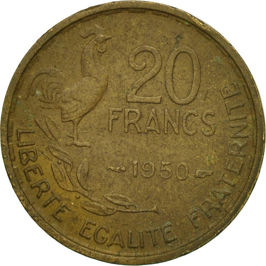 French | 20 Francs Coin | signature G GUIRAUD | KM917 | France | 1950 - 1954