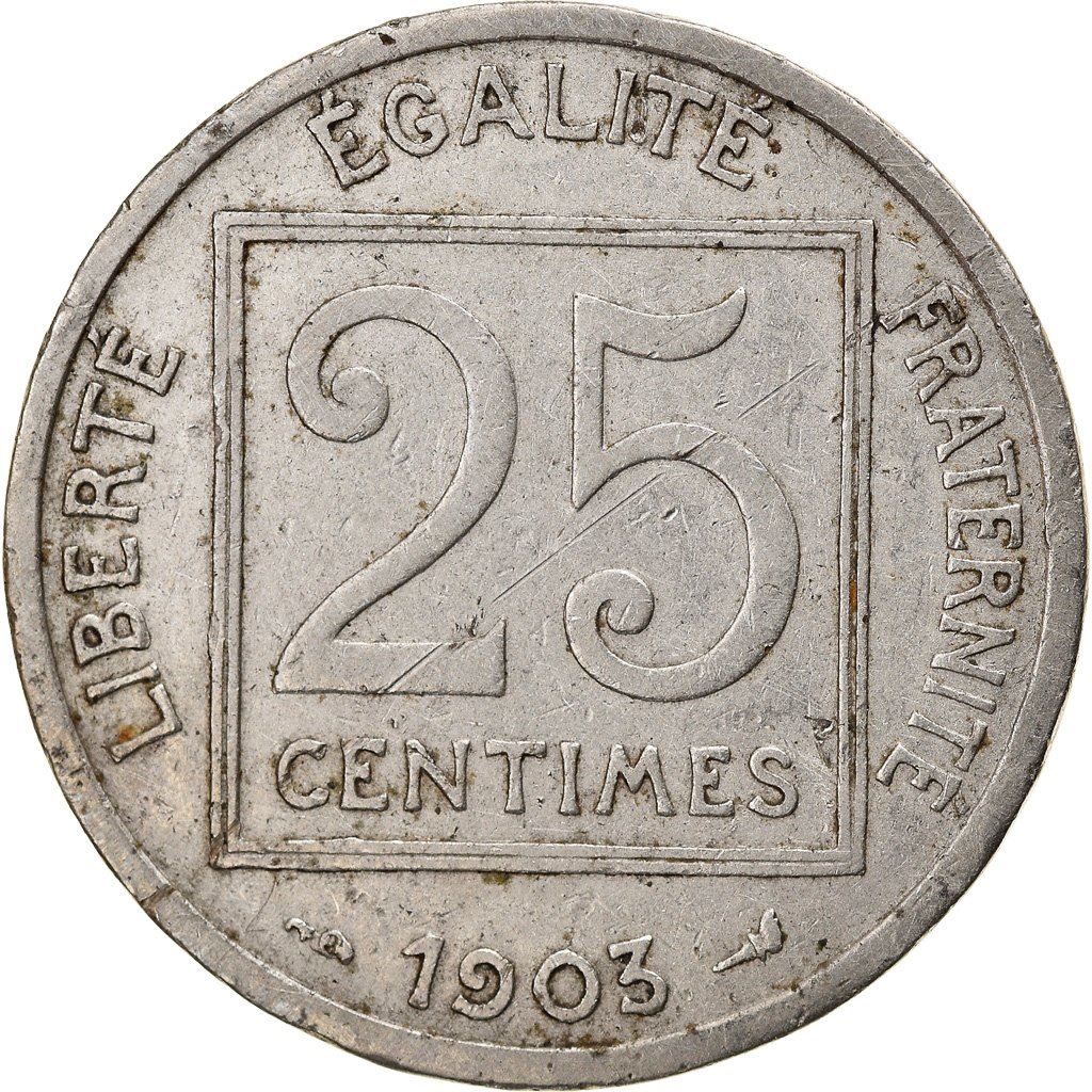 French 25 Centimes Coin | KM855 | France | 1903 - 1904