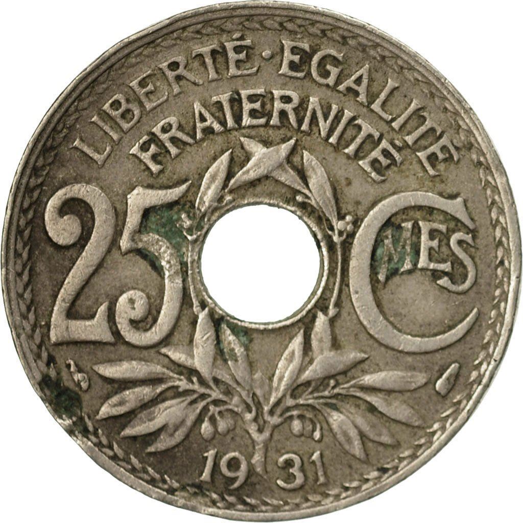 French 25 Centimes Coin | KM867a | France | 1917 - 1937