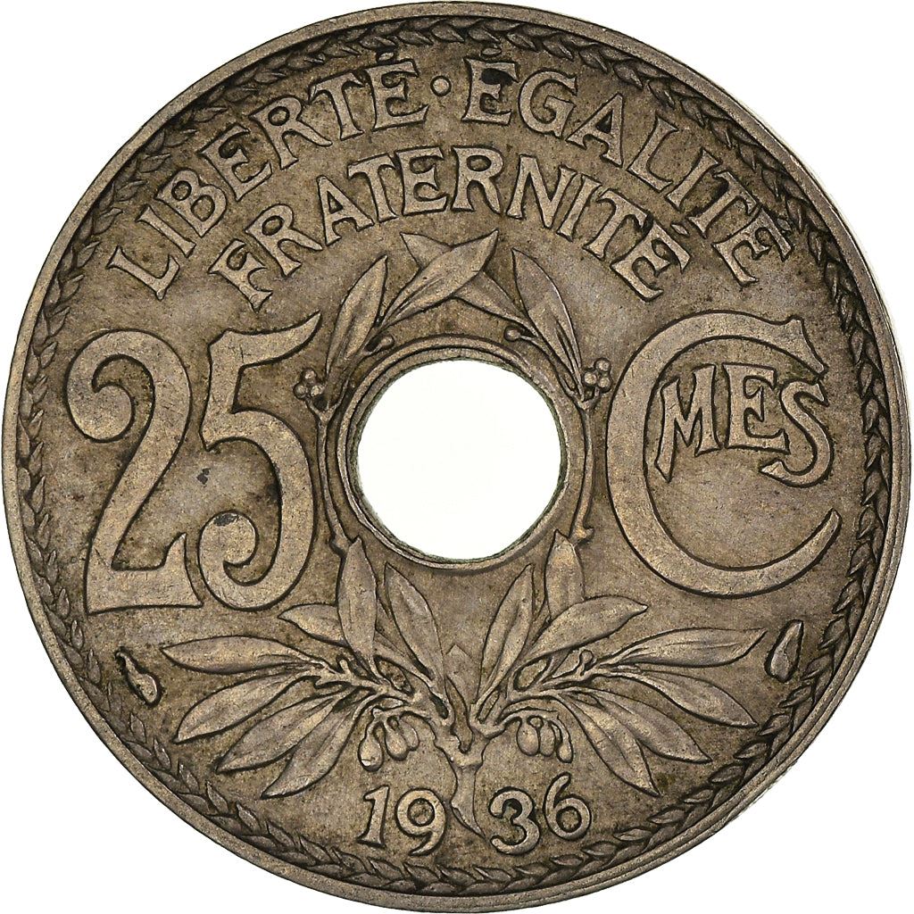 French 25 Centimes Coin | KM867a | France | 1917 - 1937