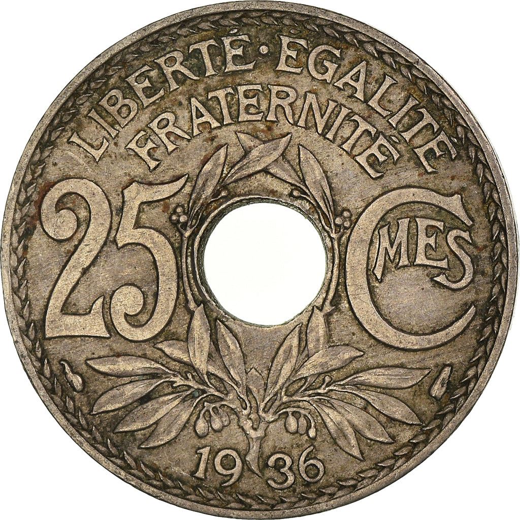 French 25 Centimes Coin | KM867a | France | 1917 - 1937