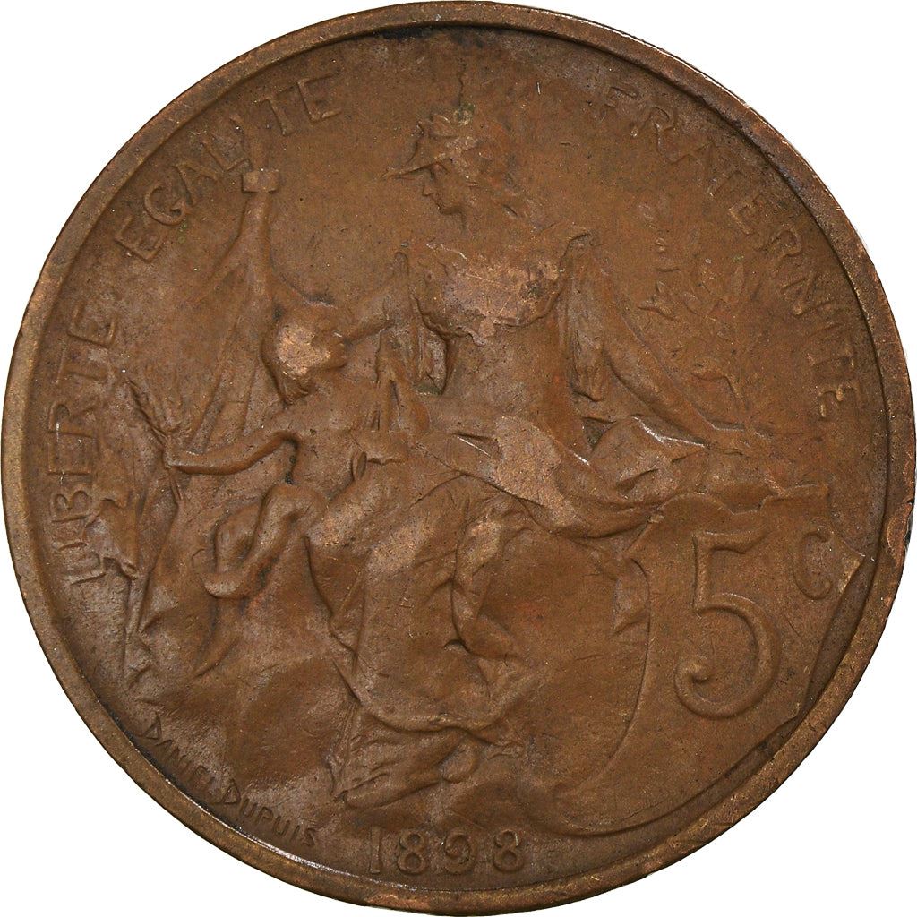 French 5 Centimes Coin | KM842 | France | 1897 - 1921