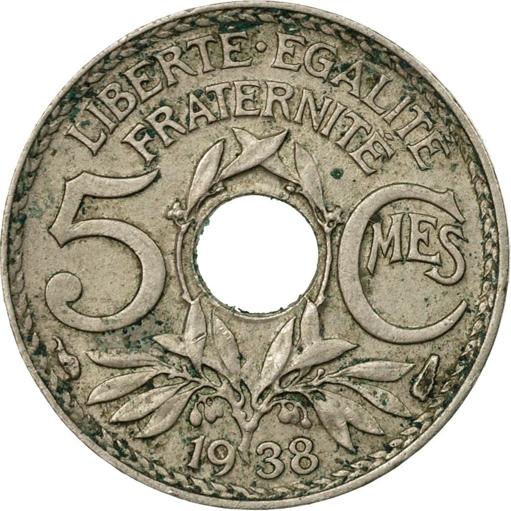 French 5 Centimes Coin | KM875a | France | 1938 - 1939