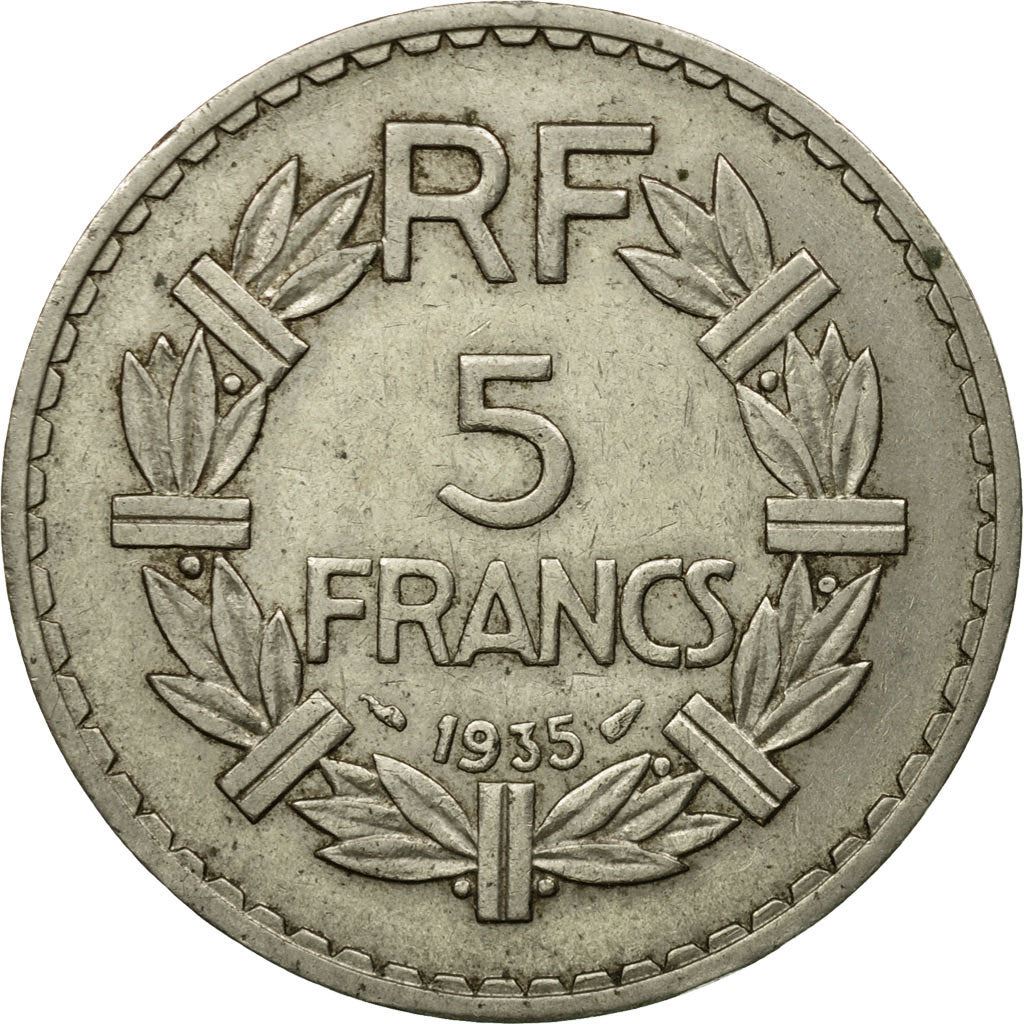 French 5 Francs Coin | KM888 | France | 1933 - 1939