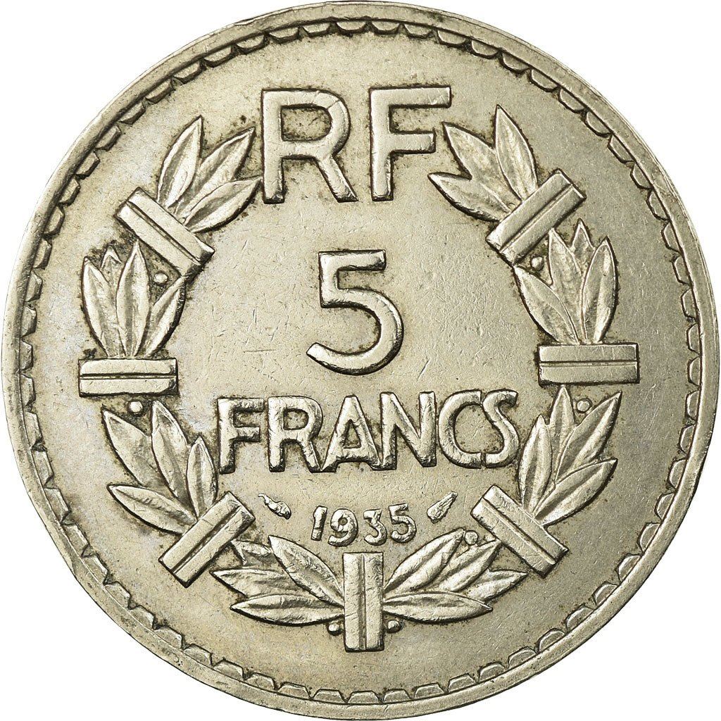 French 5 Francs Coin | KM888 | France | 1933 - 1939