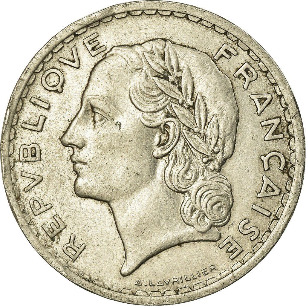 French 5 Francs Coin | KM888 | France | 1933 - 1939