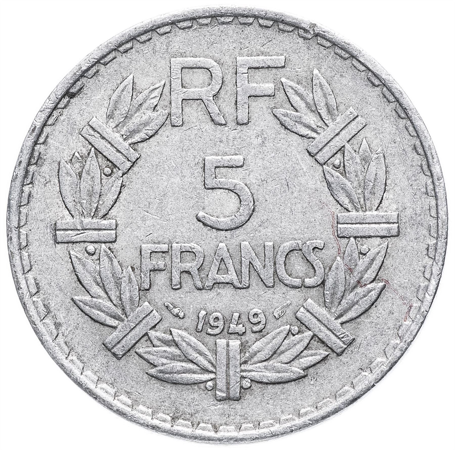 French 5 Francs Coin | KM888b | France | 1945 - 1952