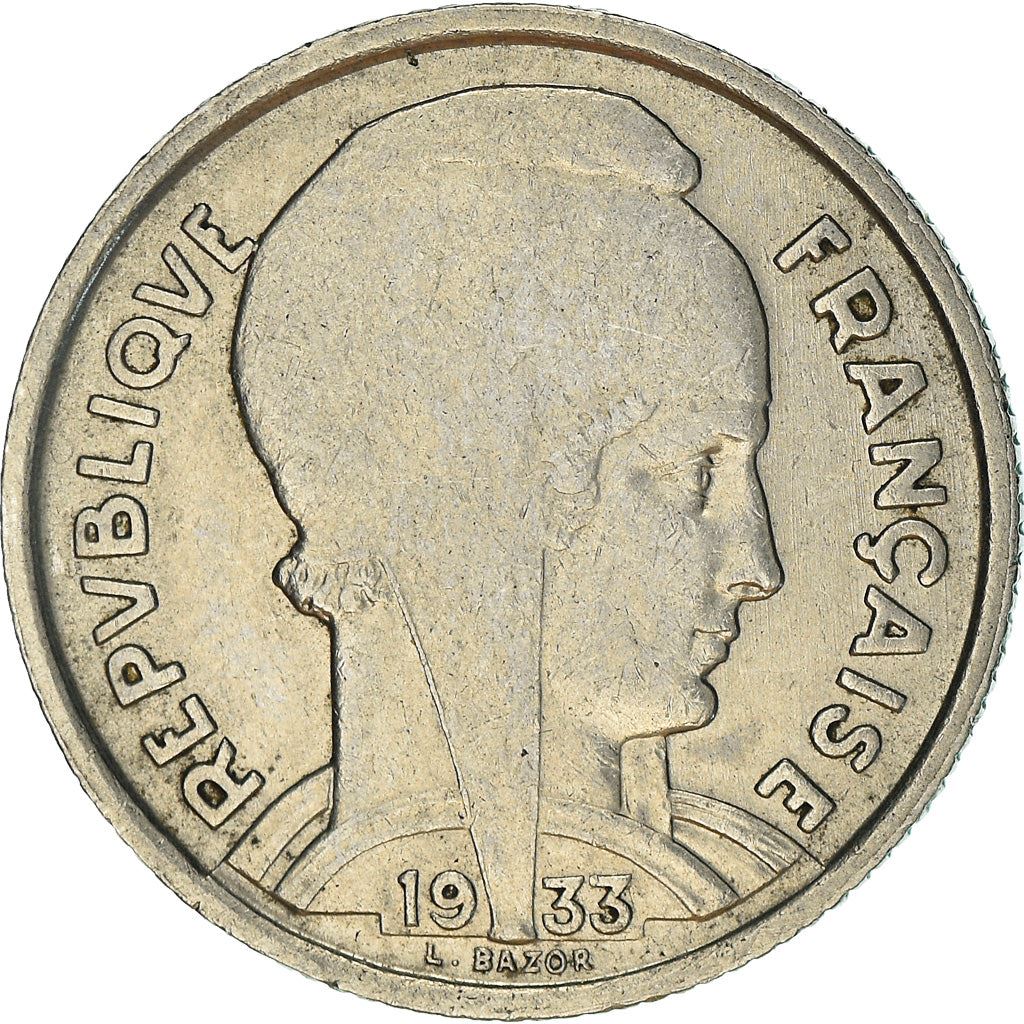 French 5 Francs Coin | Third Republic Bazor | KM887 | France | 1933