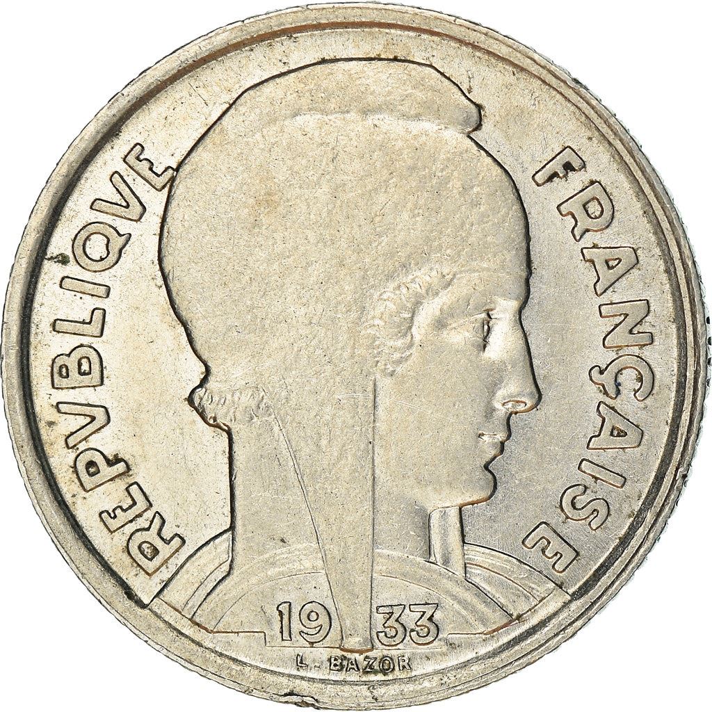 French 5 Francs Coin | Third Republic Bazor | KM887 | France | 1933