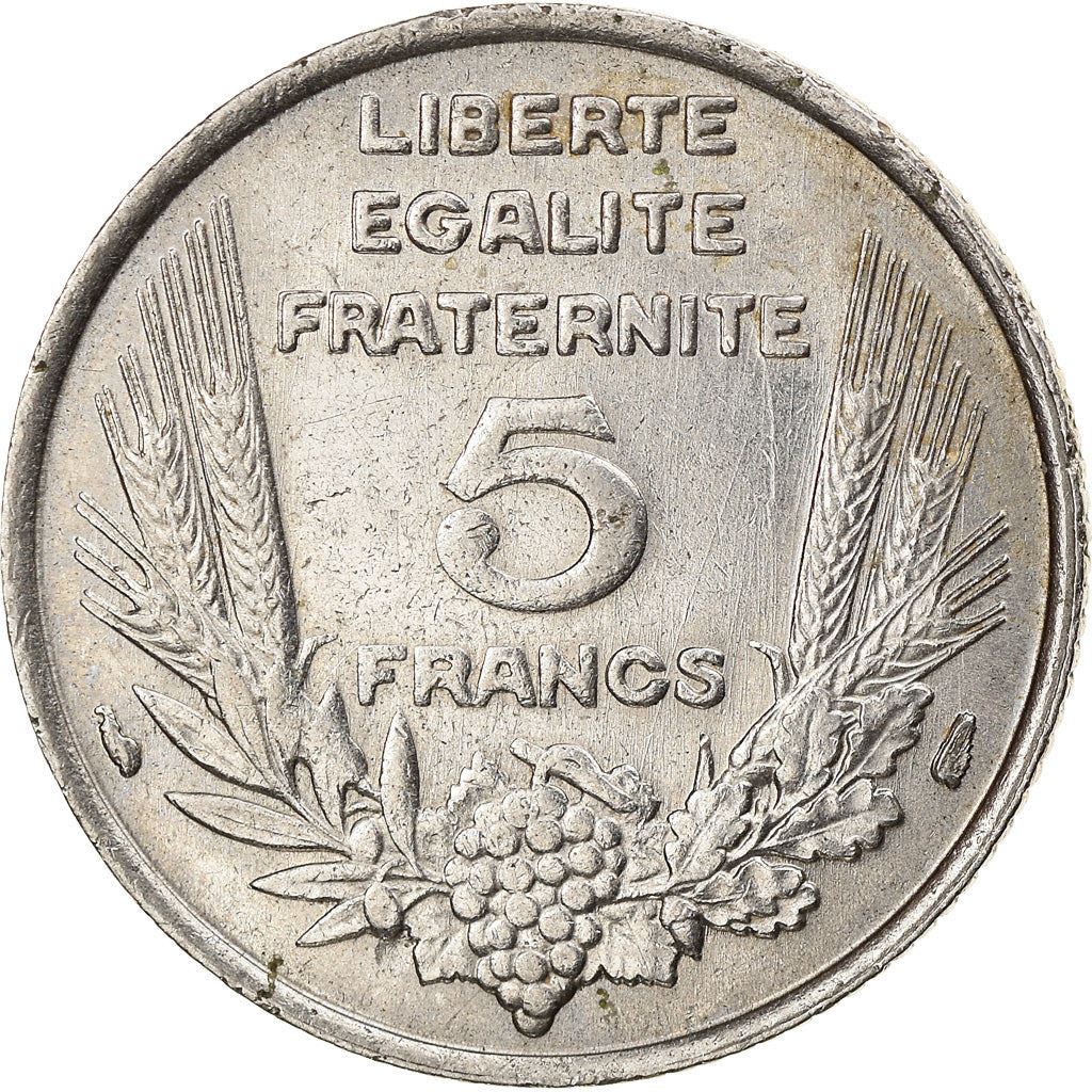 French 5 Francs Coin | Third Republic Bazor | KM887 | France | 1933