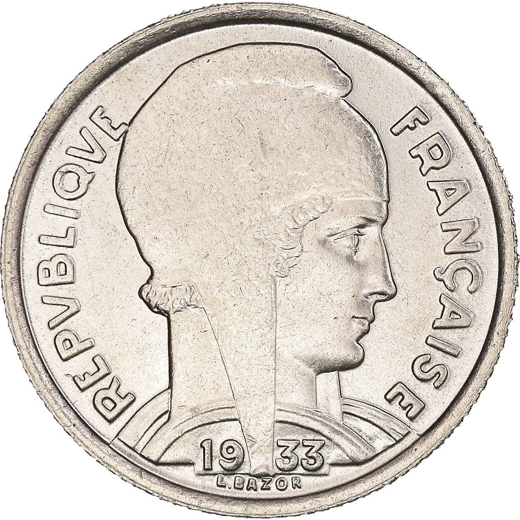 French 5 Francs Coin | Third Republic Bazor | KM887 | France | 1933