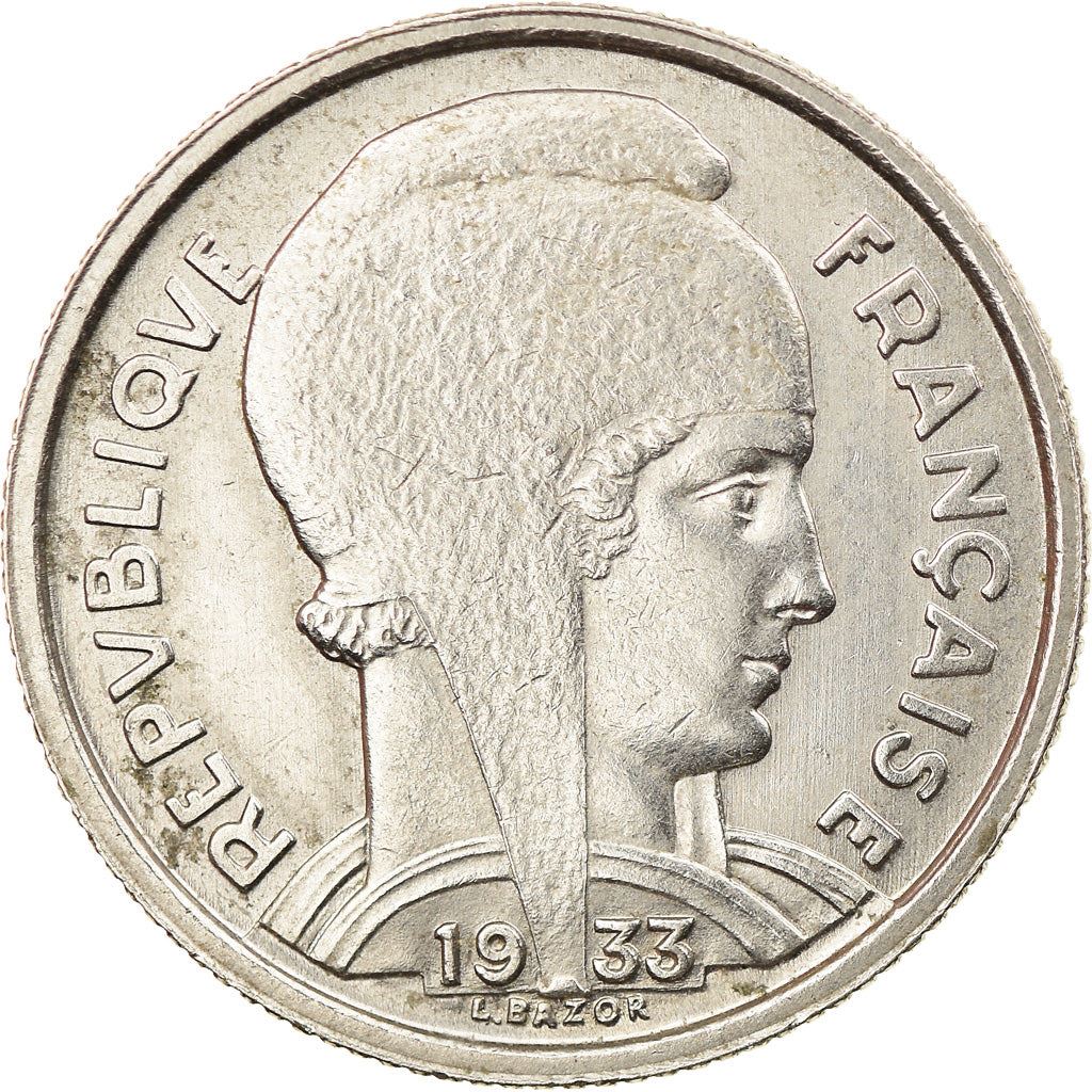 French 5 Francs Coin | Third Republic Bazor | KM887 | France | 1933