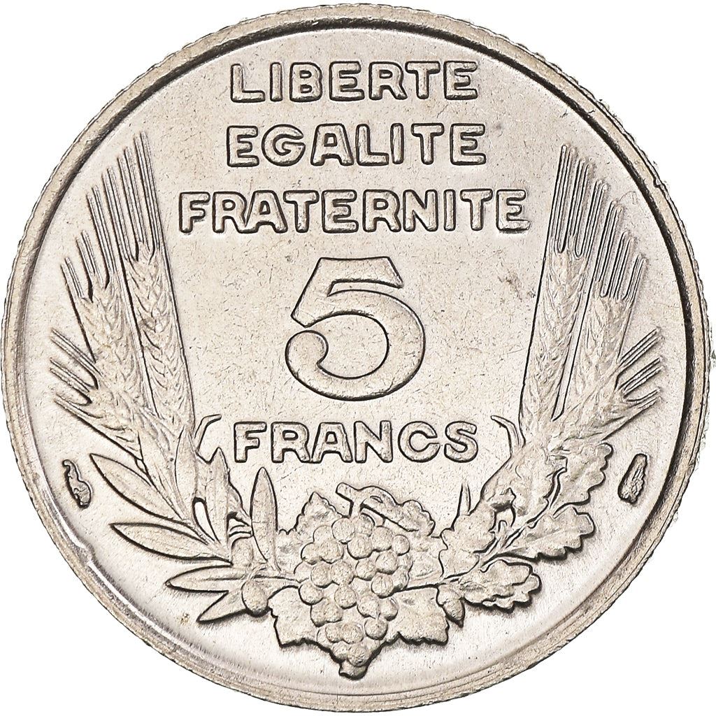 French 5 Francs Coin | Third Republic Bazor | KM887 | France | 1933