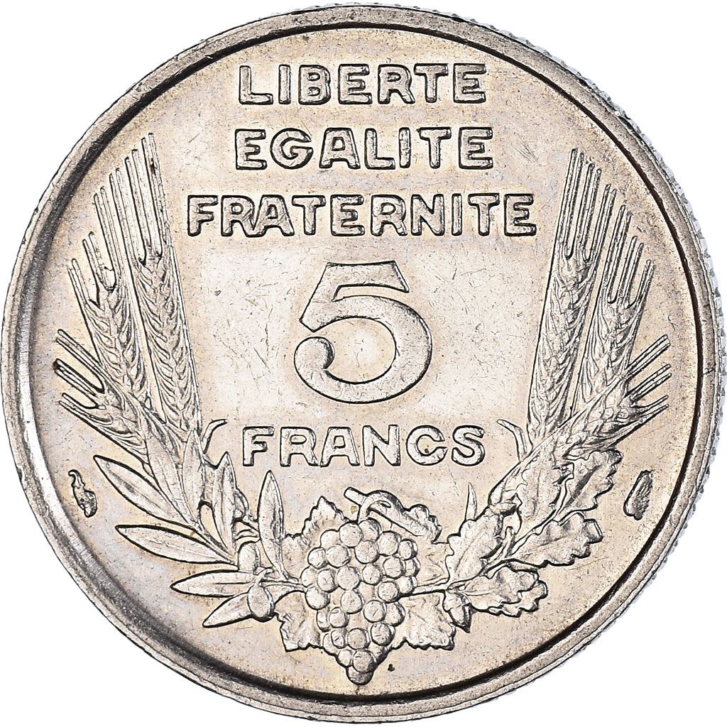 French 5 Francs Coin | Third Republic Bazor | KM887 | France | 1933