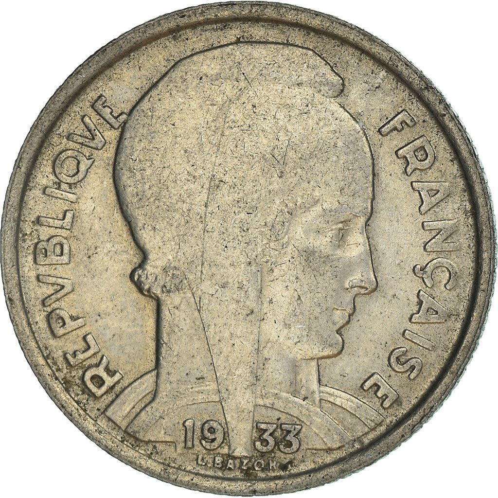 French 5 Francs Coin | Third Republic Bazor | KM887 | France | 1933