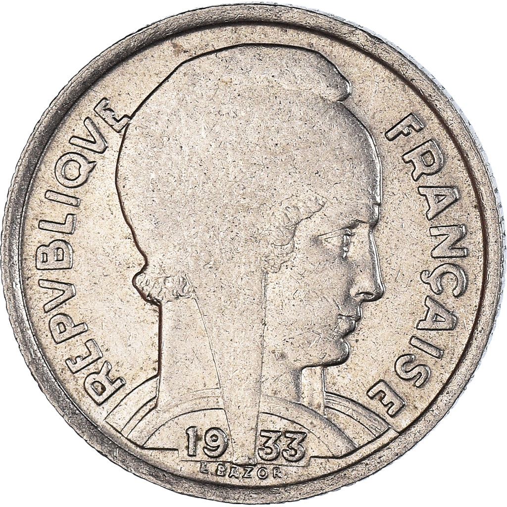 French 5 Francs Coin | Third Republic Bazor | KM887 | France | 1933