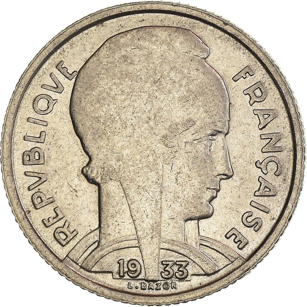 French 5 Francs Coin | Third Republic Bazor | KM887 | France | 1933