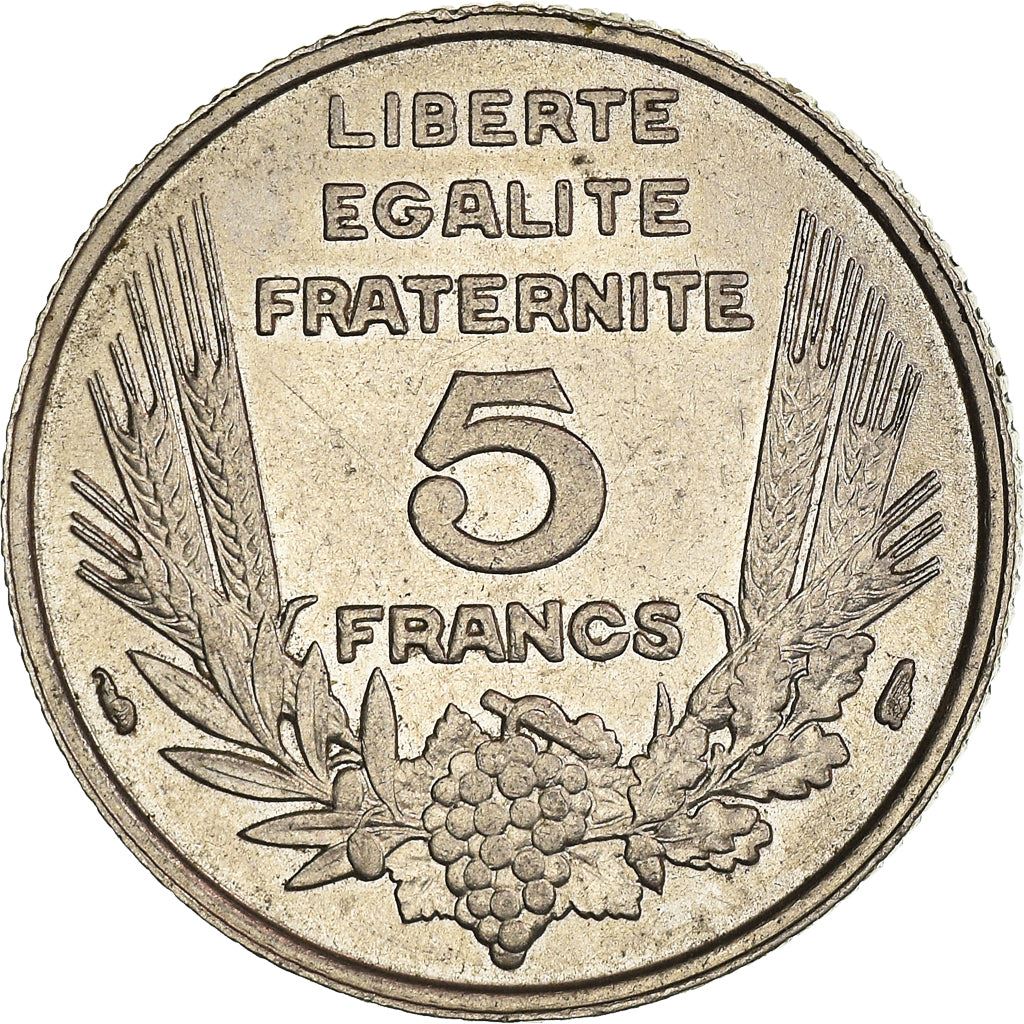 French 5 Francs Coin | Third Republic Bazor | KM887 | France | 1933