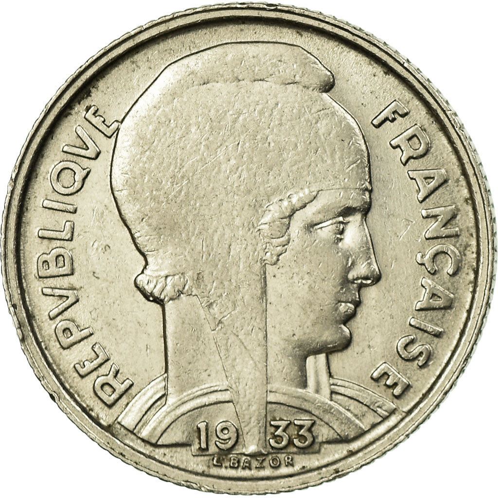 French 5 Francs Coin | Third Republic Bazor | KM887 | France | 1933