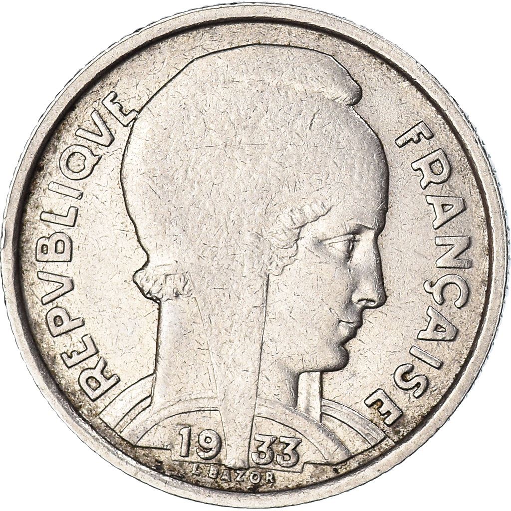 French 5 Francs Coin | Third Republic Bazor | KM887 | France | 1933