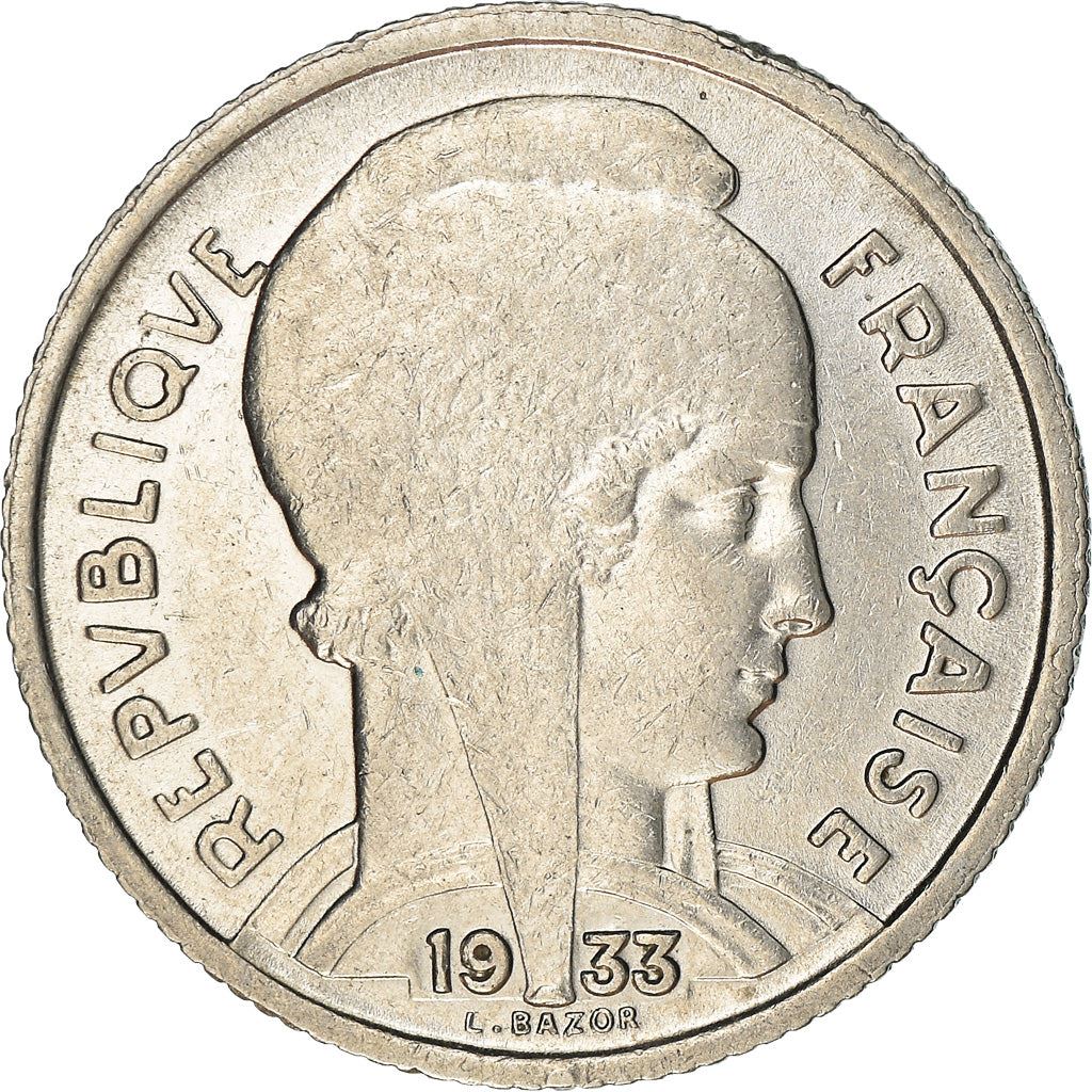 French 5 Francs Coin | Third Republic Bazor | KM887 | France | 1933