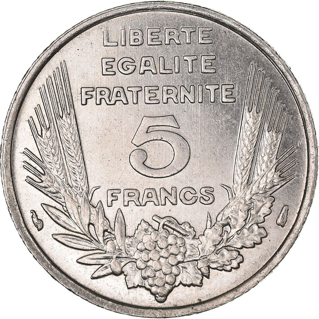 French 5 Francs Coin | Third Republic Bazor | KM887 | France | 1933