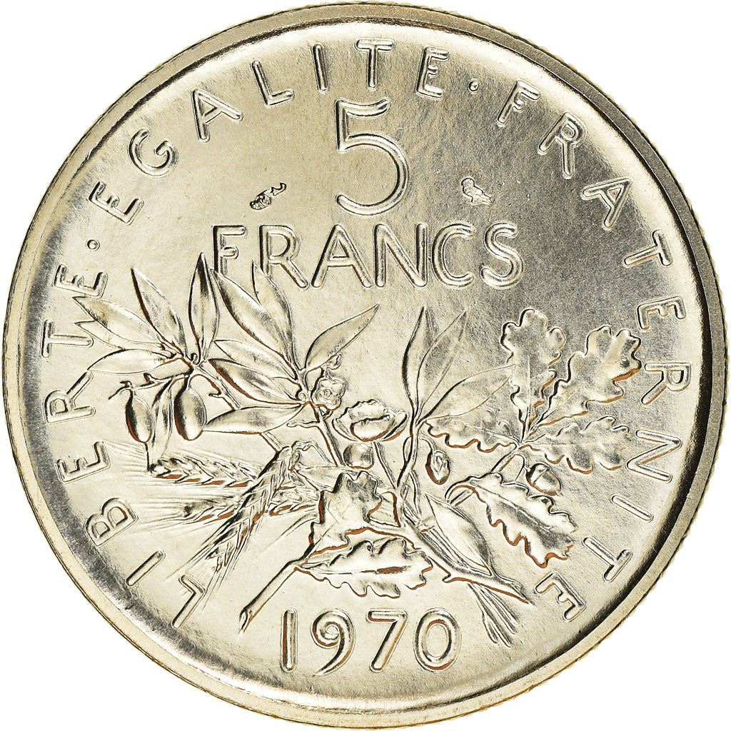 French 5 Francs Coin | signature O. Roty | KM926a.1 | France | 1969 - 2001