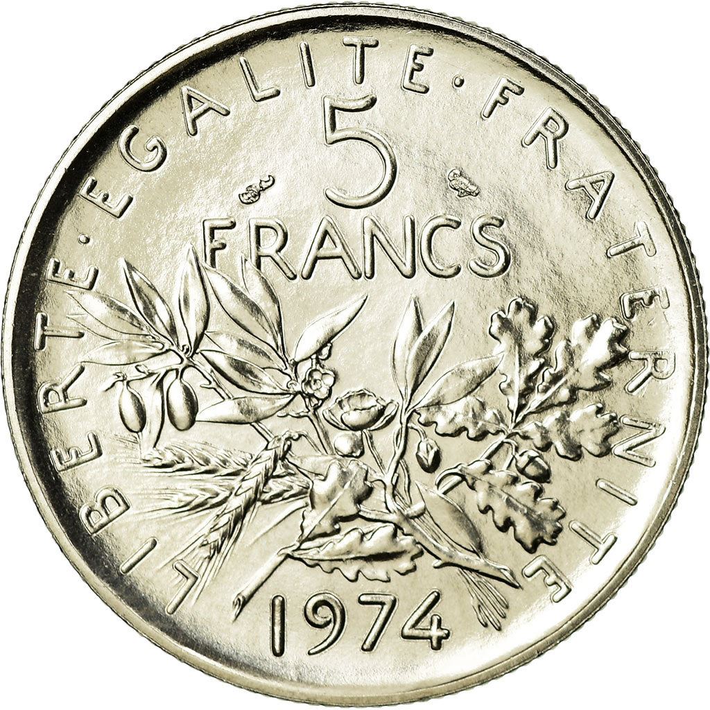 French 5 Francs Coin | signature O. Roty | KM926a.1 | France | 1969 - 2001