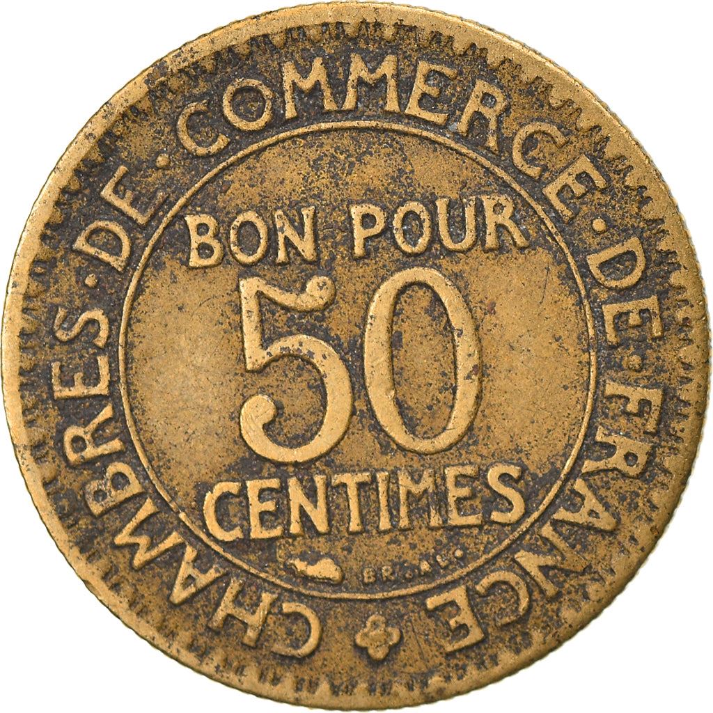 French 50 Centimes Coin | Chambers of Commerce | KM884 | France | 1920 - 1929