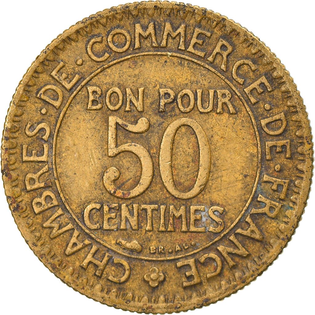 French 50 Centimes Coin | Chambers of Commerce | KM884 | France | 1920 - 1929