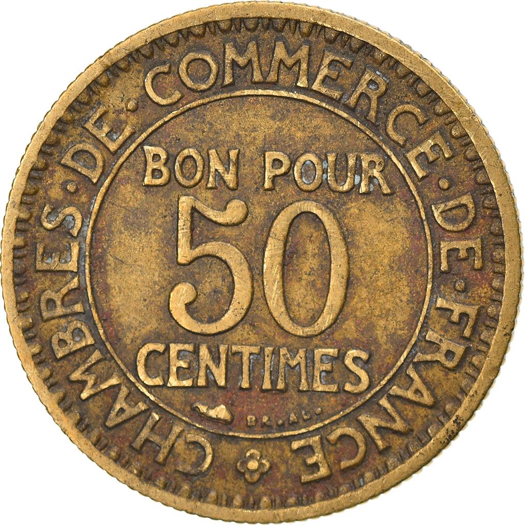 French 50 Centimes Coin | Chambers of Commerce | KM884 | France | 1920 - 1929