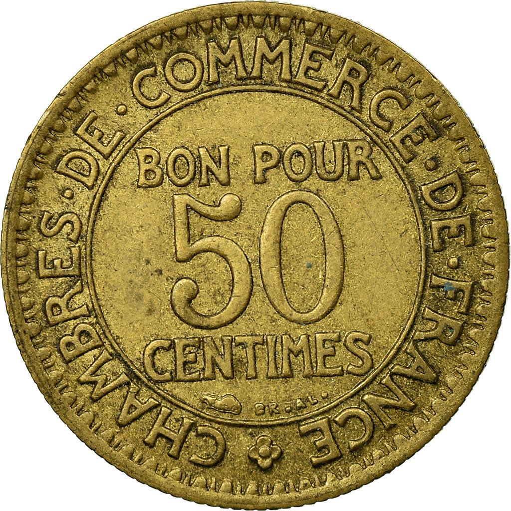 French 50 Centimes Coin | Chambers of Commerce | KM884 | France | 1920 - 1929