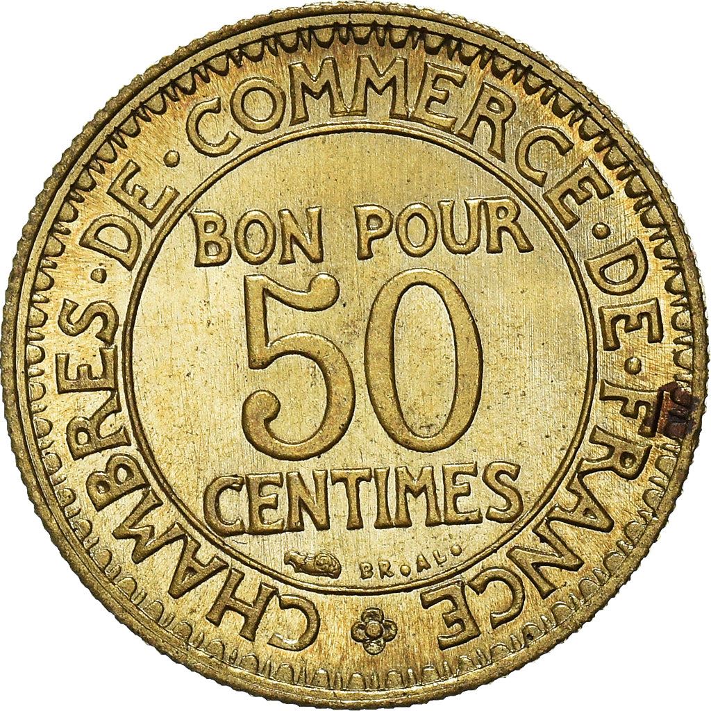 French 50 Centimes Coin | Chambers of Commerce | KM884 | France | 1920 - 1929