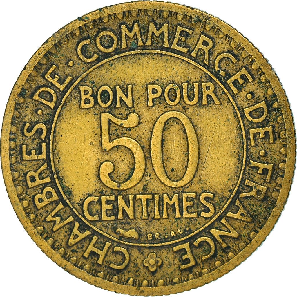 French 50 Centimes Coin | Chambers of Commerce | KM884 | France | 1920 - 1929