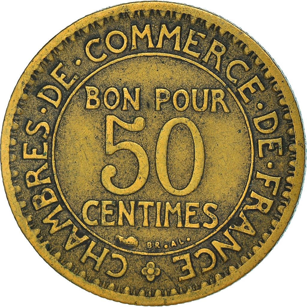 French 50 Centimes Coin | Chambers of Commerce | KM884 | France | 1920 - 1929