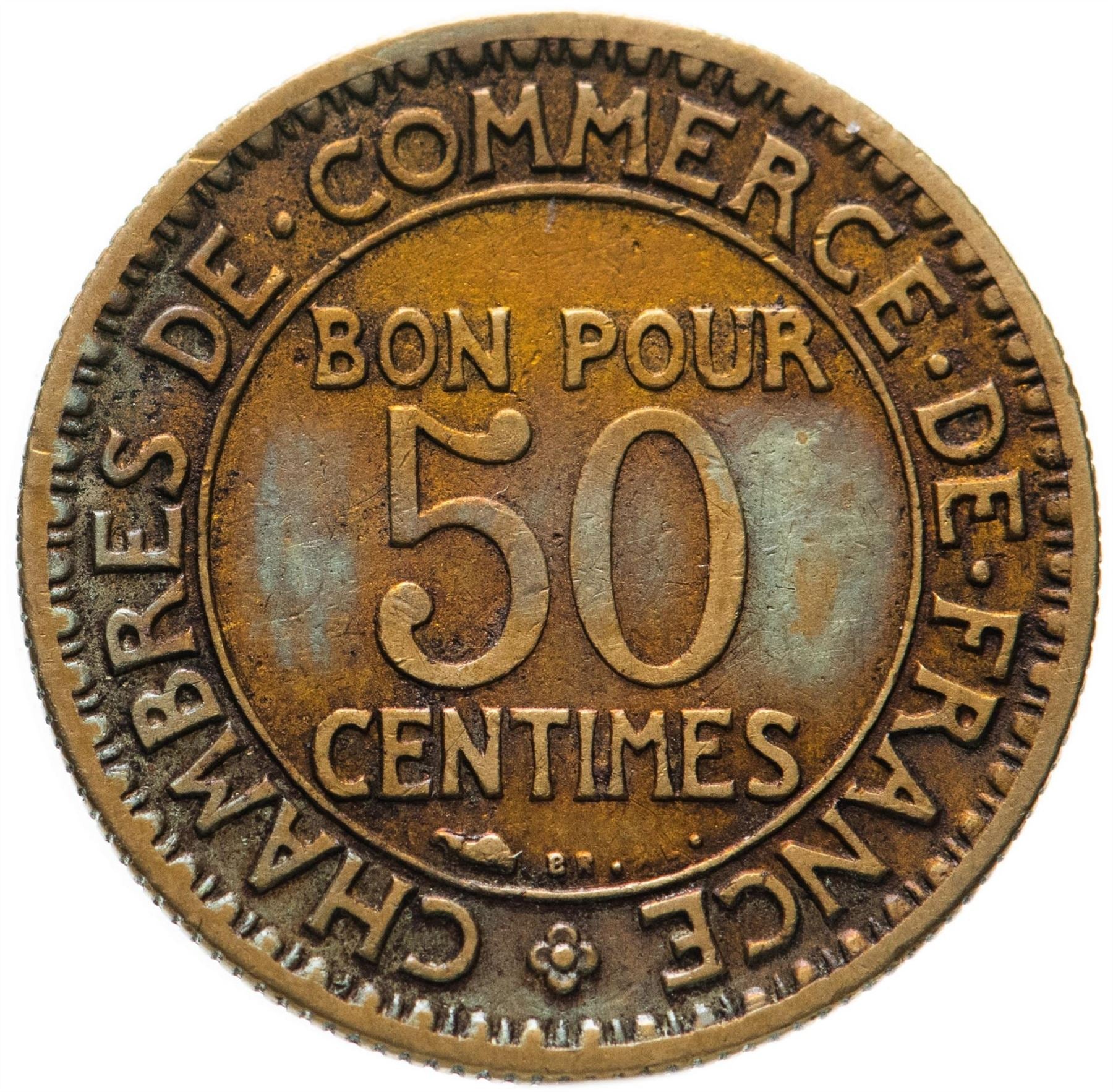 French 50 Centimes Coin | Chambers of Commerce | KM884 | France | 1920 - 1929