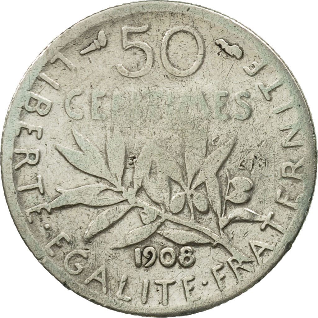 French 50 Centimes Coin | Silver | KM854 | France | 1897 - 1920