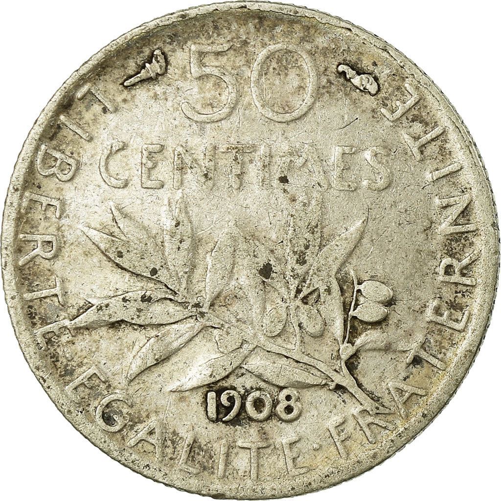 French 50 Centimes Coin | Silver | KM854 | France | 1897 - 1920