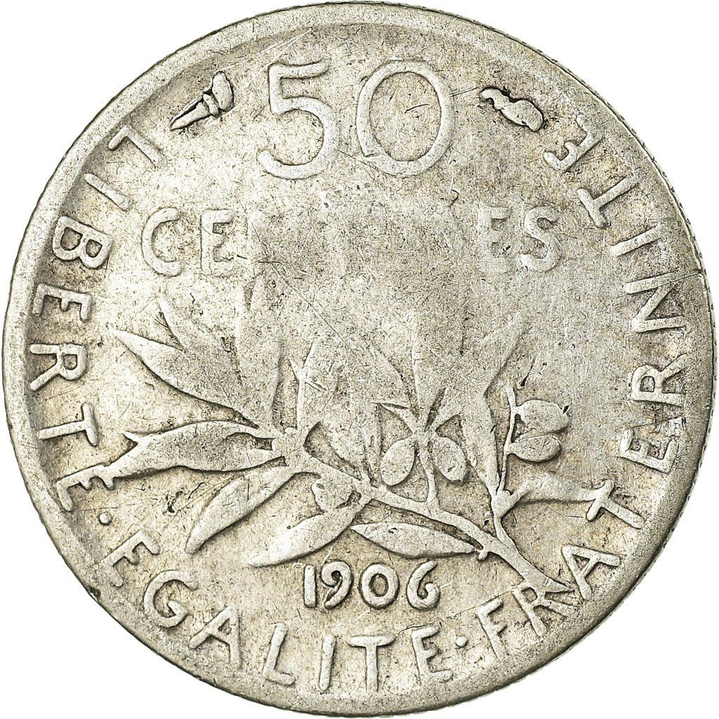 French 50 Centimes Coin | Silver | KM854 | France | 1897 - 1920