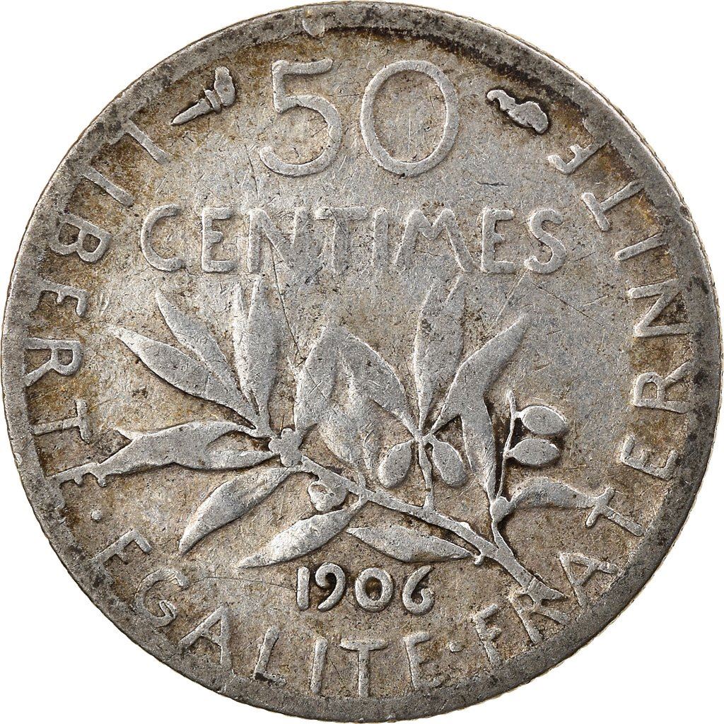 French 50 Centimes Coin | Silver | KM854 | France | 1897 - 1920