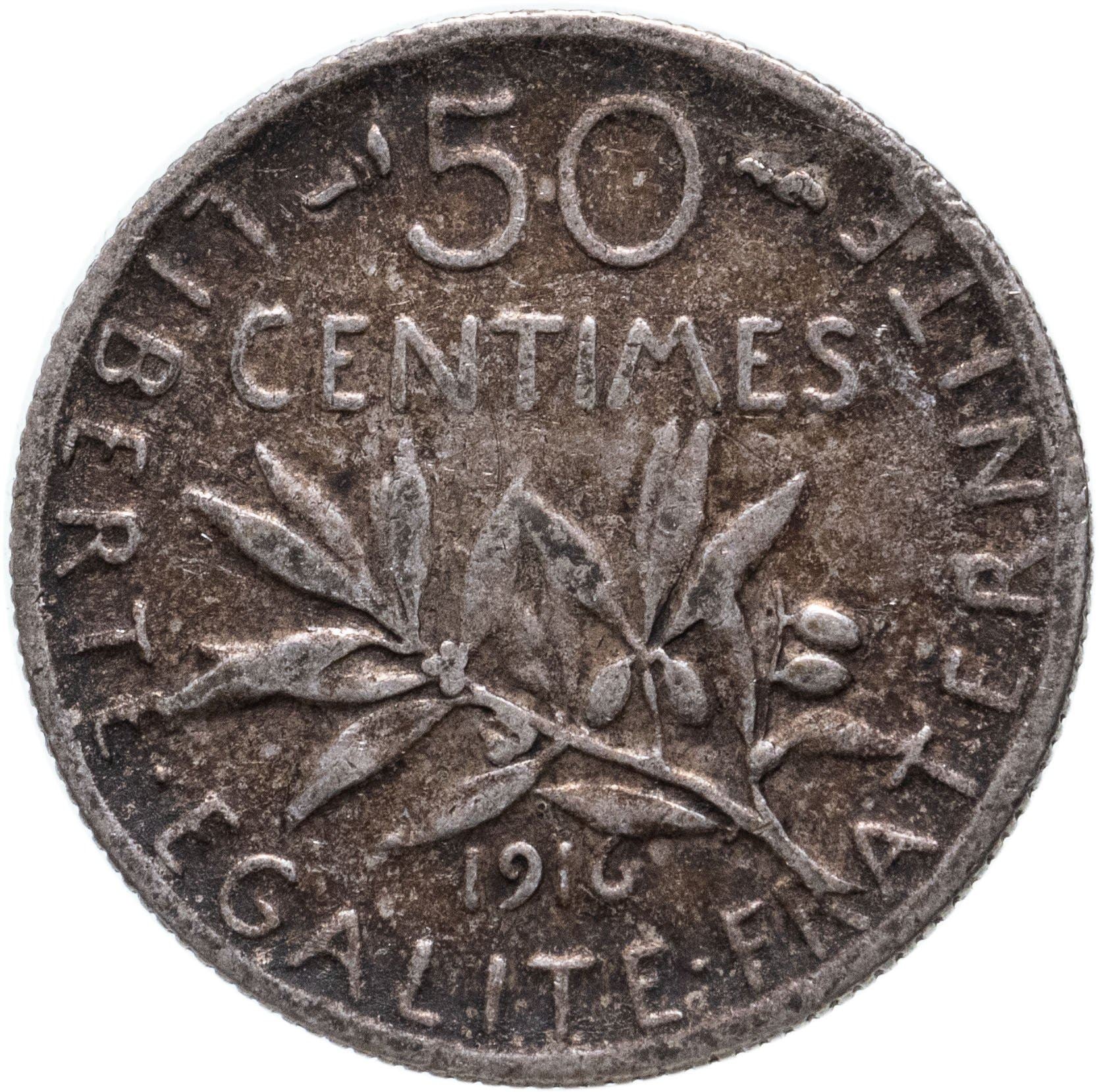 French 50 Centimes Coin | Silver | KM854 | France | 1897 - 1920