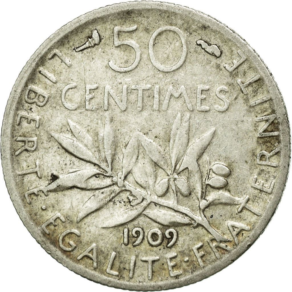 French 50 Centimes Coin | Silver | KM854 | France | 1897 - 1920